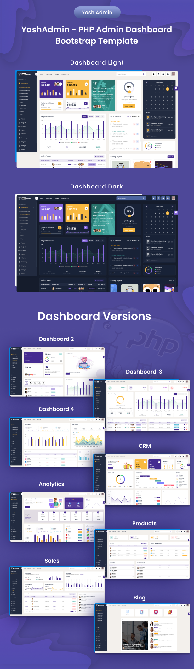 YashAdmin - PHP Sales Management System Admin Dashboard Template